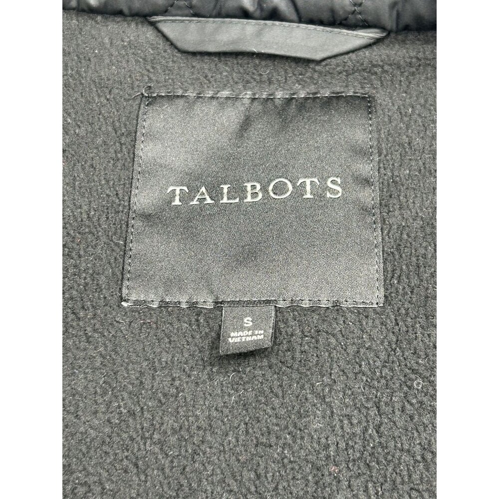 Talbots Womens Quilted Puffer Vest S Black Faux Leather Trim Polyester - Picture 9 of 11